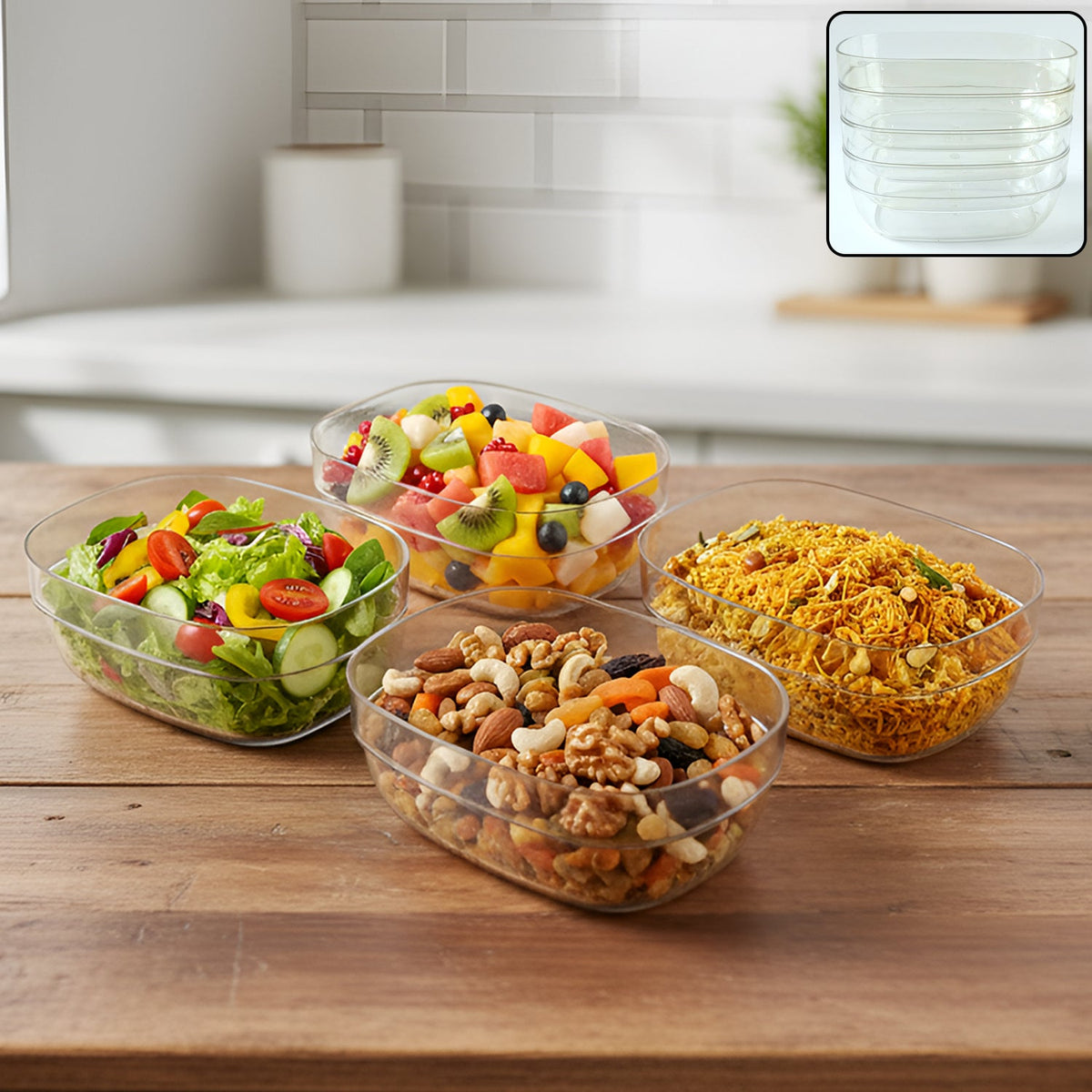 Clear Serving Bowl Set – 4 Durable Multipurpose Bowls