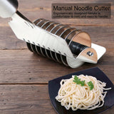 Perfectly cut dough strips made by the manual cutter roller