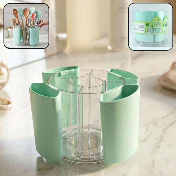 Rotating Pen Holder – 5 Compartment Desk Organizer Stand
