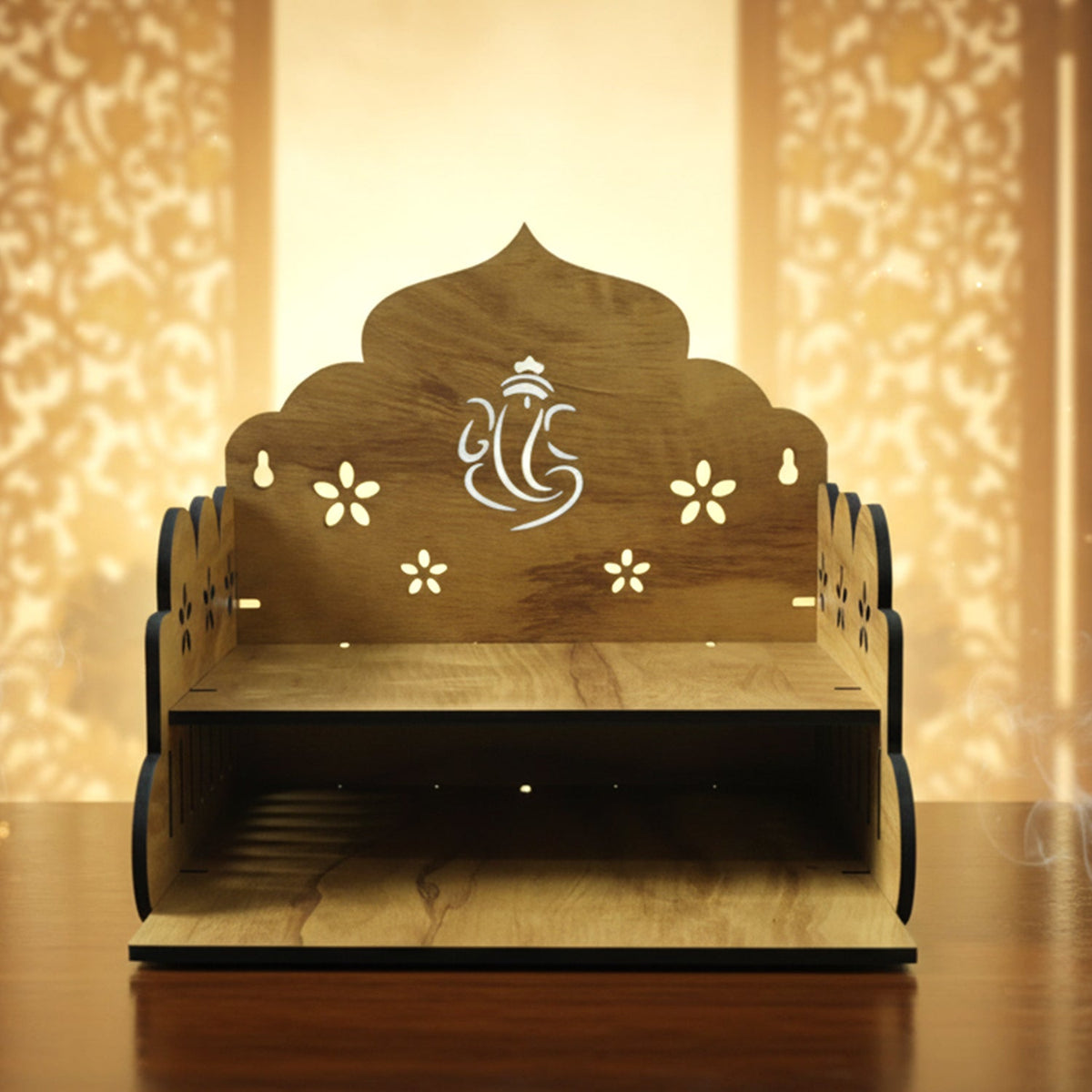 Wooden Home Mandir – Temple Style Pooja Stand with Lord Ganesha