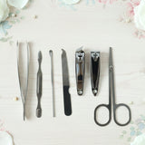 Portable manicure and pedicure tool set in a compact case for travel