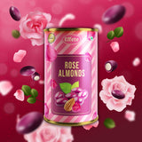 Gift pack set with golden rose and rose almonds in stylish tin