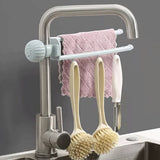 Faucet-mounted hanging rack for towels and cleaning sponges