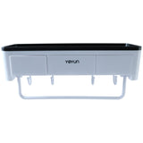 Bathroom wall-mounted storage rack with towel bar and hooks