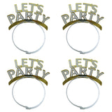 Pack of four reusable glitter party headbands perfect for birthdays and anniversary parties