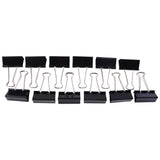 Organized file bundle held with black metal binder clips set