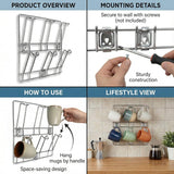 Side view of sturdy stainless steel wall-mounted mug rack