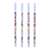 Side view of wooden pencil featuring colorful cartoon print design