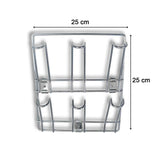 Front view of wall-mounted stainless steel mug and cup holder rack