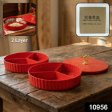 Multipurpose snack serving tray with multiple compartments and lid