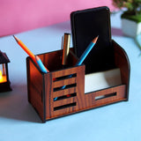 Storage compartment of wooden desk organizer for office essentials