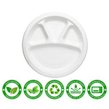 Disposable 4 section food serving plate ideal for home dining and catering
