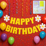 Festive happy birthday decoration set ready for party celebration