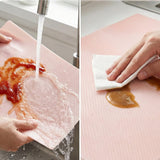 Versatile transparent kitchen shelf liner sheets used as fridge shelf liners