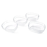 Clear plastic bowls stacked, showcasing durable serving bowl set