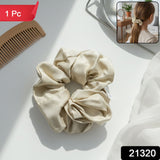 Elegant neutral color fabric hair scrunchie ideal for ponytail