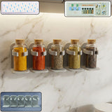 Wall spice storage rack with adhesive mount in kitchen setting