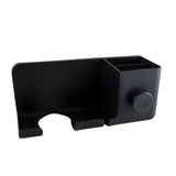 Wall mounted hair dryer stand with organizer shelf in dressing area