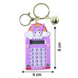 Size dimensions of Kuromi calculator keychain shown on ruler