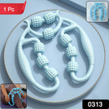 Close-up of ergonomic body massage roller designed for muscle relief