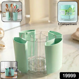 Transparent central storage cup in rotating pen holder for pens and pencils