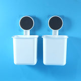 Bathroom organizer cup set featuring wall mounted toothbrush holders for hygienic storage